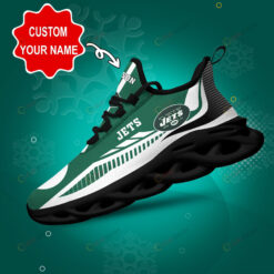 New York Jets Logo Stripe Line Pattern Custom Name 3D Max Soul Sneaker Shoes