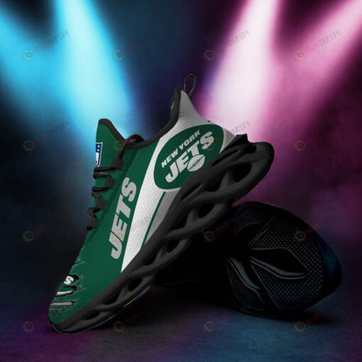 New York Jets Logo Torn Pattern 3D Max Soul Sneaker Shoes In Green