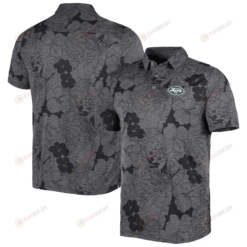 New York Jets Men Polo Shirt Floral Flowers Pattern Printed - Black