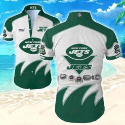 New York Jets Short Sleeve Curved Hawaiian Shirt