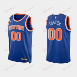 New York Knicks 00 Custom 2022-23 Icon Edition Royal Men Jersey