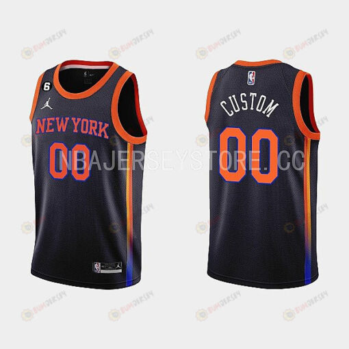 New York Knicks 00 Custom 2022-23 Statement Edition Black Men Jersey