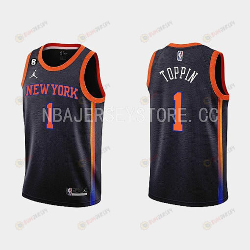 New York Knicks 1 Obi Toppin 2022-23 Statement Edition Black Men Jersey