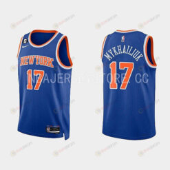 New York Knicks 17 Sviatoslav Mykhailiuk 2022-23 Icon Edition Royal Men Jersey