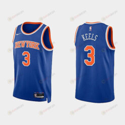 New York Knicks 3 Trevor Keels 2022-23 Icon Edition Royal Men Jersey