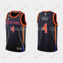 New York Knicks 4 Derrick Rose 2022-23 Statement Edition Black Men Jersey