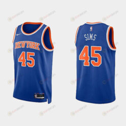 New York Knicks 45 Jericho Sims 2022-23 Icon Edition Royal Men Jersey