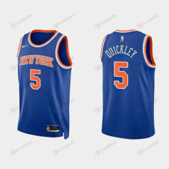 New York Knicks 5 Immanuel Quickley 2022-23 Icon Edition Royal Men Jersey