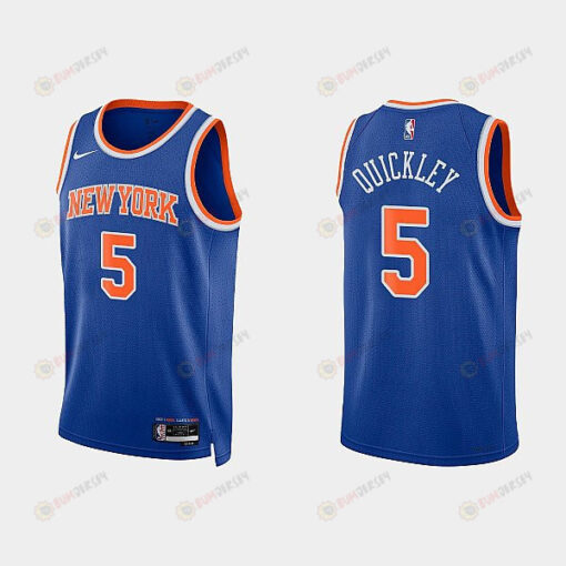 New York Knicks 5 Immanuel Quickley 2022-23 Icon Edition Royal Men Jersey