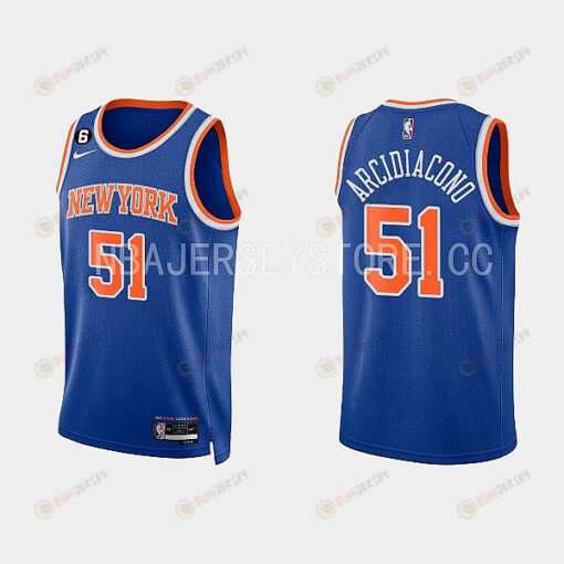 New York Knicks 51 Ryan Arcidiacono 2022-23 Icon Edition Royal Men Jersey