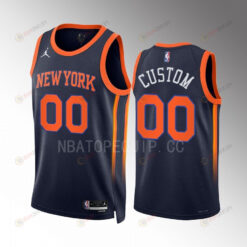 New York Knicks Custom 00 2022-23 Statement Edition Navy Men Jersey Swingman