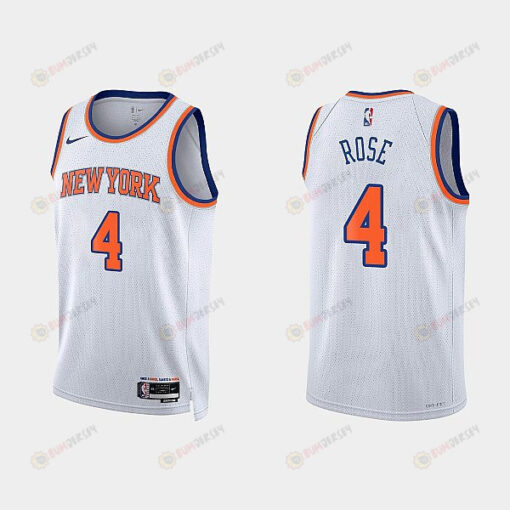 New York Knicks Derrick Rose 4 2022-23 Association Edition White Men Jersey Swingman