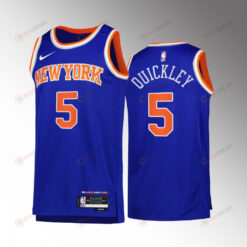 New York Knicks Immanuel Quickley 5 Blue Icon Edition Jersey 2022-23 Swingman