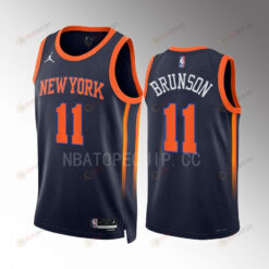New York Knicks Jalen Brunson 11 2022-23 Statement Edition Navy Men Jersey Swingman