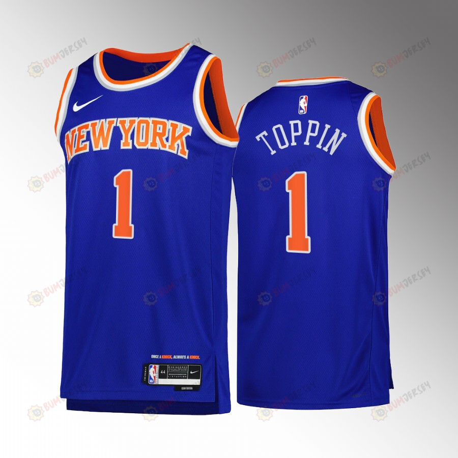 New York Knicks Obi Toppin 1 Blue Icon Edition Jersey 2022-23 Swingman