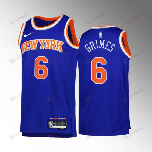 New York Knicks Quentin Grimes 6 Blue Icon Edition Jersey 2022-23 Swingman