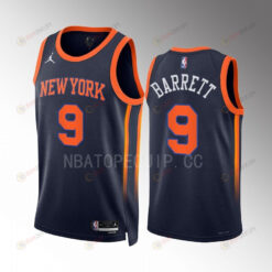 New York Knicks RJ Barrett 9 2022-23 Statement Edition Navy Men Jersey Swingman