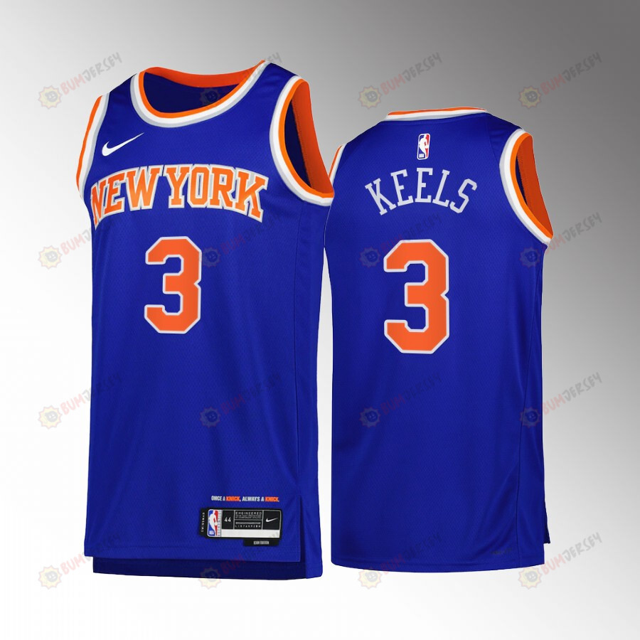 New York Knicks Trevor Keels 3 Blue Icon Edition Jersey 2022-23 Swingman