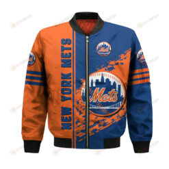 New York Mets Bomber Jacket 3D Printed Logo Pattern In Team Colours