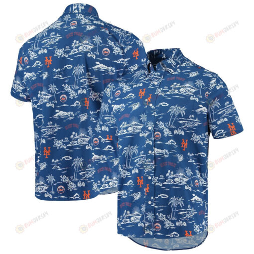 New York Mets Button-Up Hawaiian Shirt - Royal