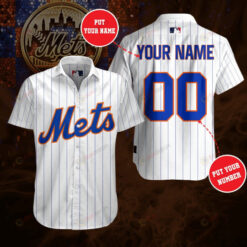 New York Mets Custom Name And Number Curved Hawaiian Shirt