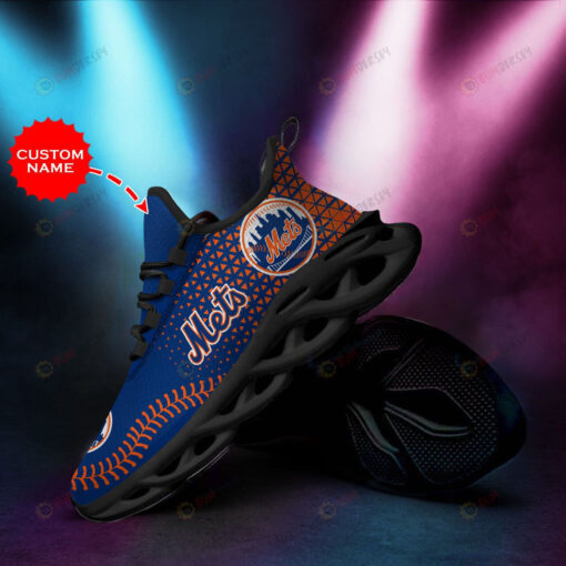 New York Mets Custom Name Blue Orange 3D Max Soul Sneaker Shoes