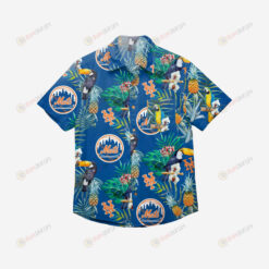 New York Mets Floral Button Up Hawaiian Shirt