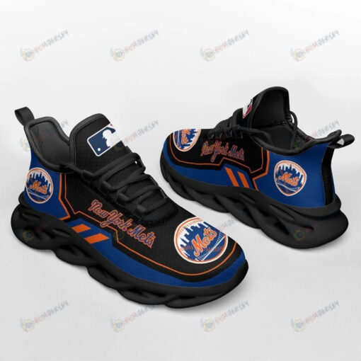 New York Mets Logo Black And Blue 3D Max Soul Sneaker Shoes