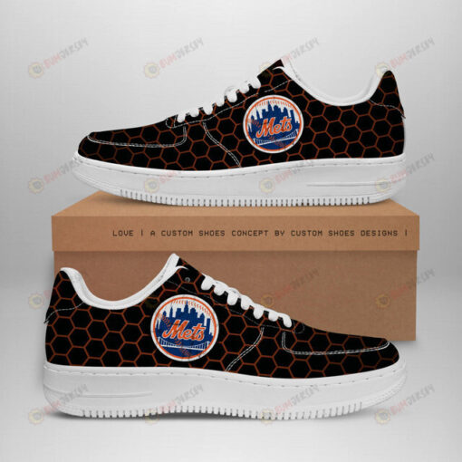 New York Mets Logo Pattern Air Force 1 Printed In Black