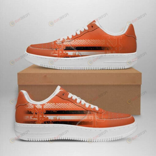 New York Mets Logo Stripe Pattern Air Force 1 Printed In Orange