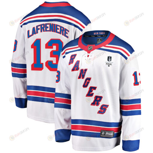 New York Rangers Alexis Lafreniere 13 Away 2022 Stanley Cup Final Breakaway Men Jersey - White