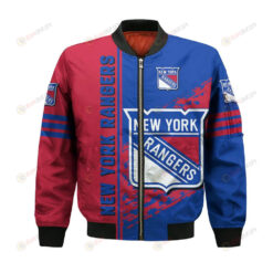 New York Rangers Bomber Jacket 3D Printed Logo Pattern In Team Colours