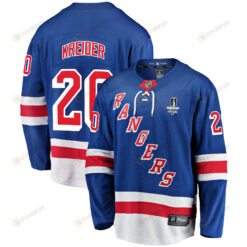 New York Rangers Chris Kreider 20 Home 2022 Stanley Cup Final Breakaway Men Jersey - Blue