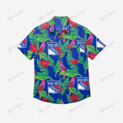 New York Rangers Floral Button Up Hawaiian Shirt