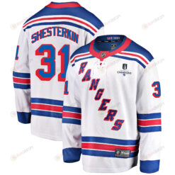New York Rangers Igor Shesterkin 31 Away 2022 Stanley Cup Champions Breakaway Men Jersey - White