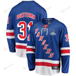 New York Rangers Igor Shesterkin 31 Home 2022 Stanley Cup Champions Breakaway Men Jersey - Blue