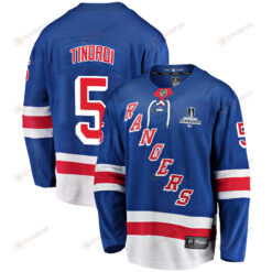 New York Rangers Jarred Tinordi 5 Home 2022 Stanley Cup Champions Breakaway Men Jersey - Blue