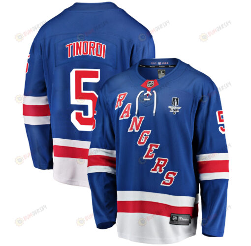 New York Rangers Jarred Tinordi 5 Home 2022 Stanley Cup Final Breakaway Men Jersey - Blue