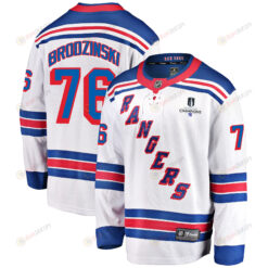 New York Rangers Jonny Brodzinski 76 Away 2022 Stanley Cup Champions Breakaway Men Jersey - White