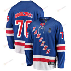 New York Rangers Jonny Brodzinski 76 Home 2022 Stanley Cup Final Breakaway Men Jersey - Blue