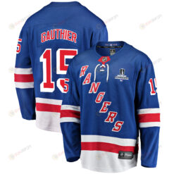 New York Rangers Julien Gauthier 15 Home 2022 Stanley Cup Champions Breakaway Men Jersey - Blue