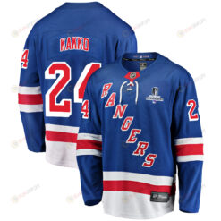 New York Rangers Kaapo Kakko 24 Home 2022 Stanley Cup Champions Breakaway Men Jersey - Blue