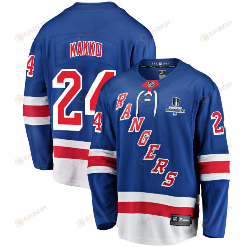 New York Rangers Kaapo Kakko 24 Home 2022 Stanley Cup Champions Breakaway Men Jersey - Blue