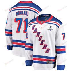 New York Rangers Keith Kinkaid 71 Away 2022 Stanley Cup Champions Breakaway Men Jersey - White