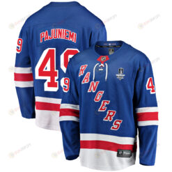 New York Rangers Lauri Pajuniemi 49 Home 2022 Stanley Cup Final Breakaway Men Jersey - Blue