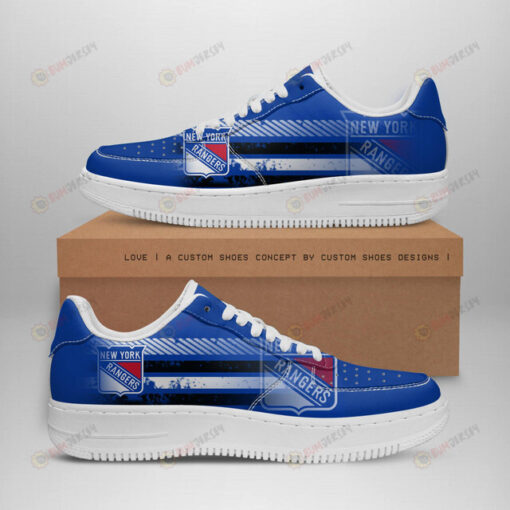 New York Rangers Logo Stripe Pattern Air Force 1 Printed In Blue