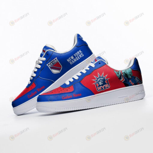 New York Rangers Mascot Logo Pattern Custom Name Air Force 1 Printed