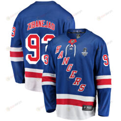 New York Rangers Mika Zibanejad 93 Home 2022 Stanley Cup Final Breakaway Men Jersey - Blue