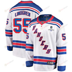 New York Rangers Ryan Lindgren 55 Away 2022 Stanley Cup Champions Breakaway Men Jersey - White