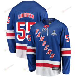New York Rangers Ryan Lindgren 55 Home 2022 Stanley Cup Champions Breakaway Men Jersey - Blue
